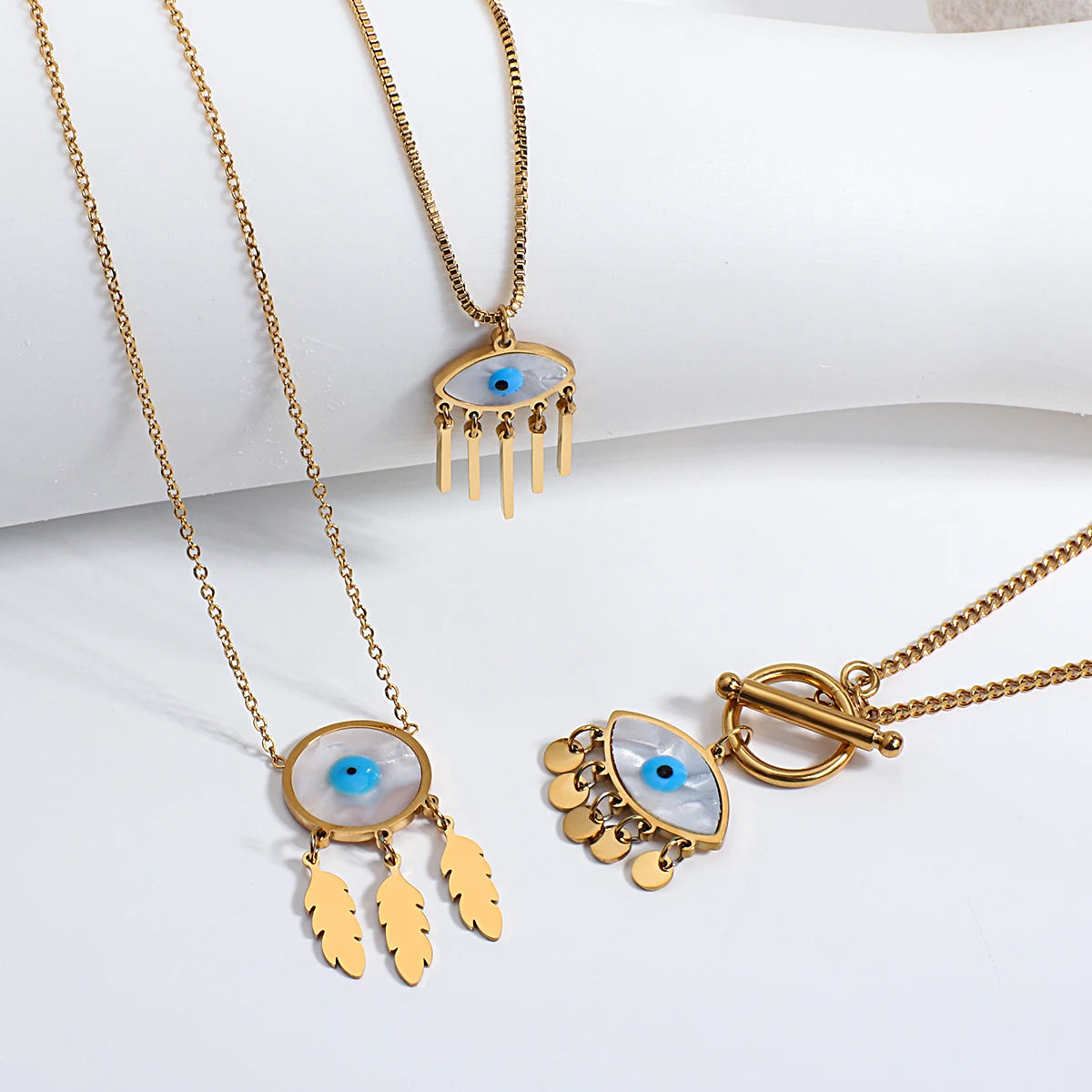 Turkish Evil Eye Stainless Steel Statement Necklace