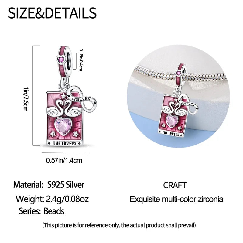 925 Sterling Silver Tarot Collection Pendant, DIY Hourglass Bracelet Charms
