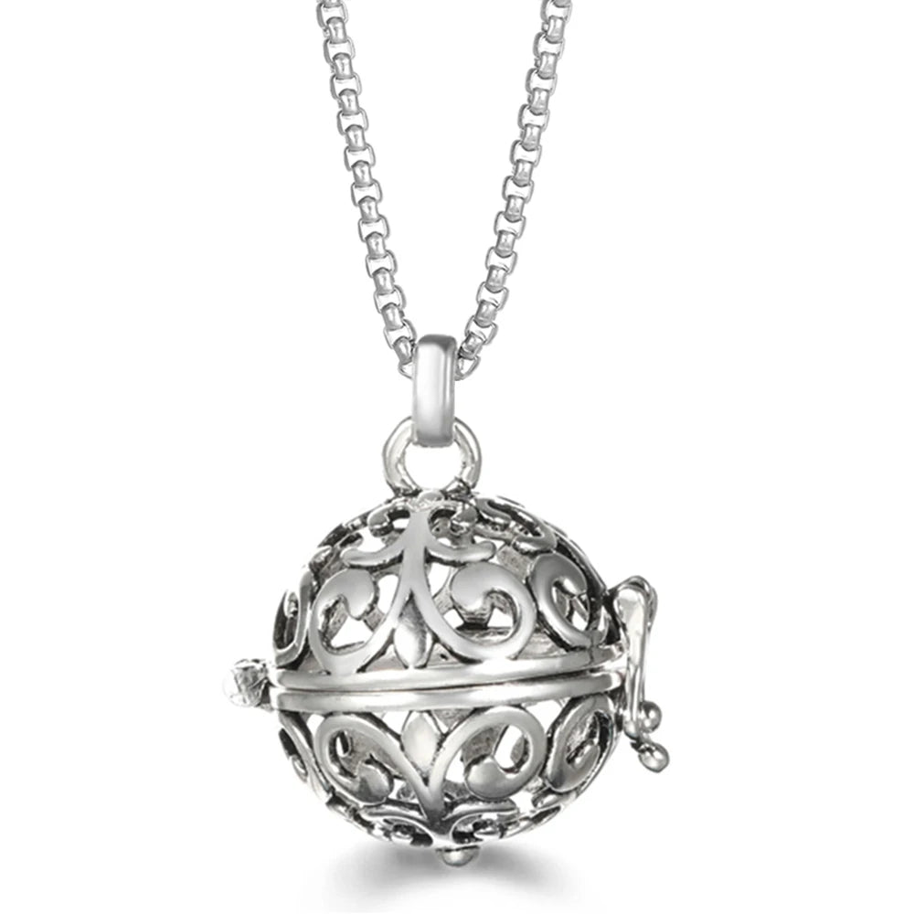 Steel Aromatherapy Ball Necklace, Aesthetic Spiritual Jewelry