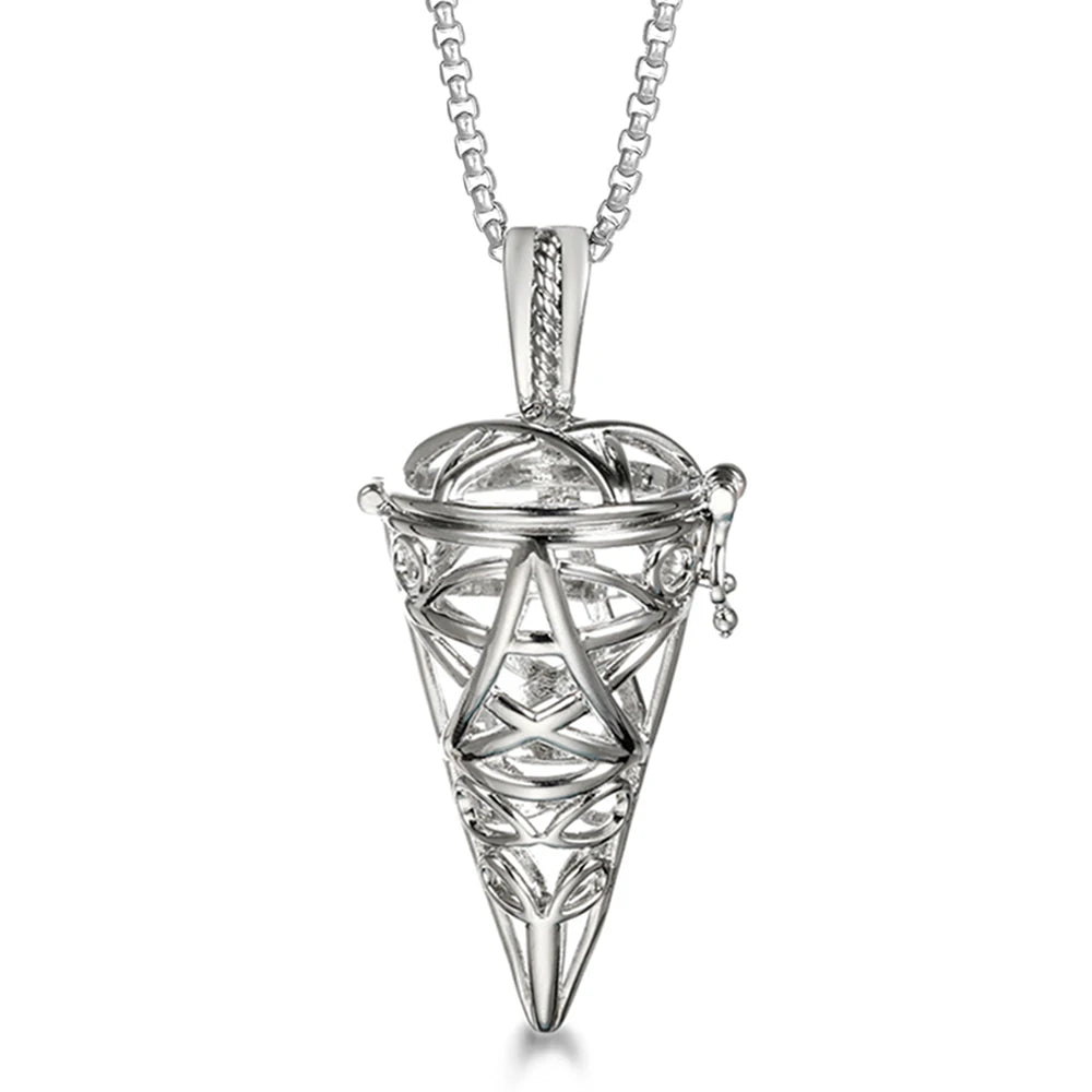 Steel Aromatherapy Ball Necklace, Aesthetic Spiritual Jewelry