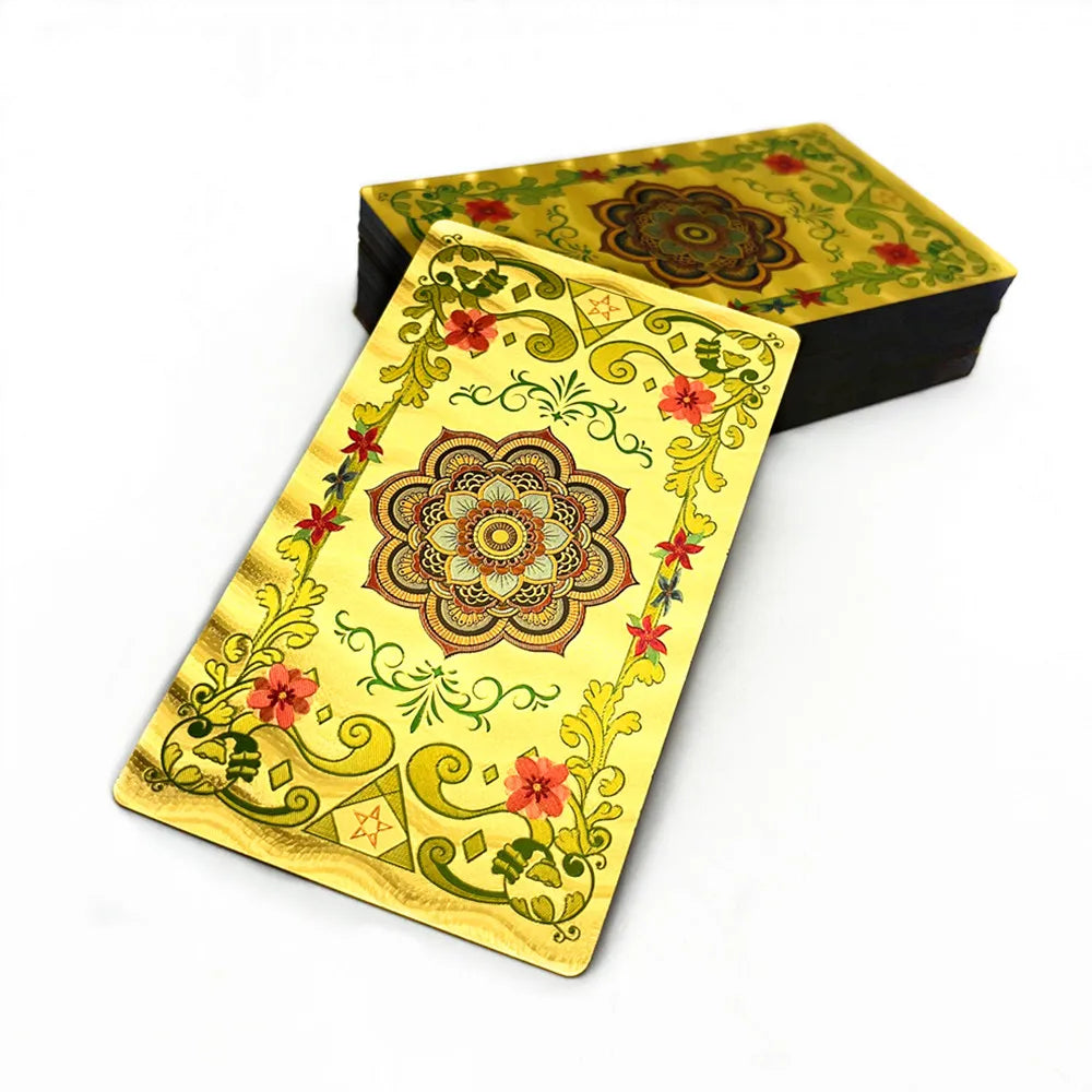 Premium Astrological Mandala Gold and Black Foil Tarot Card Deck, Rider-Waite-Smith
