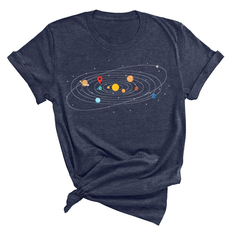 Women's Solar System 'You Are Here' Colorful T-Shirts | Astrology Apparel