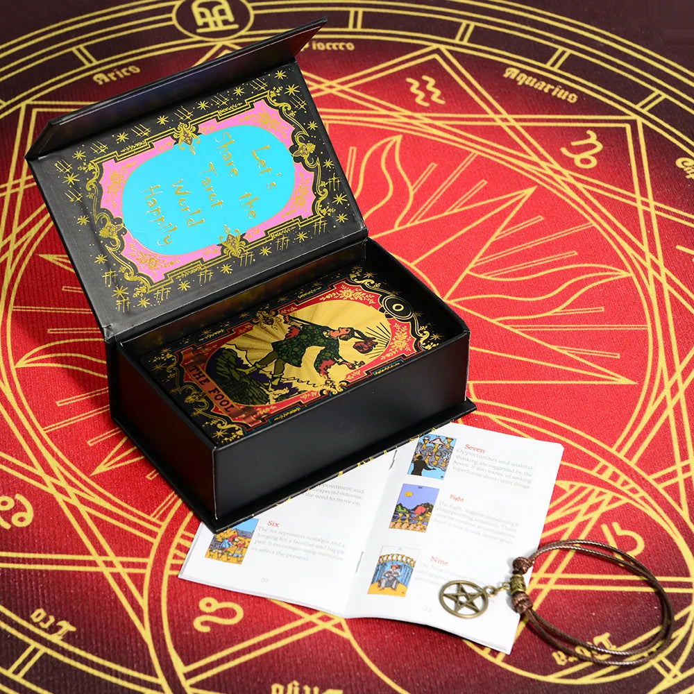 Floral - Starry Mandala (Gold, Black, Pink) Rider-Waite-Smith Tarot Deck