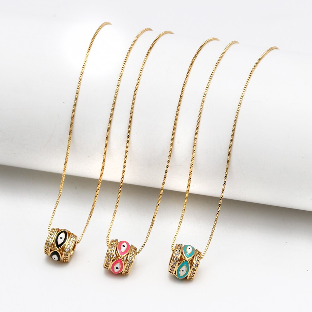 Lucky Evil Eye Colorful Drip Drop Pendant Necklace | Hamsa