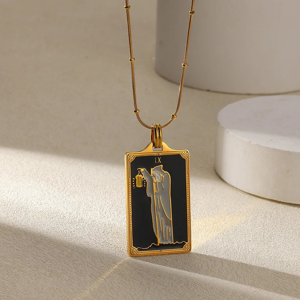 True-Color Gold Tarot Card Necklace, Original Rider-Waite-Smith Design