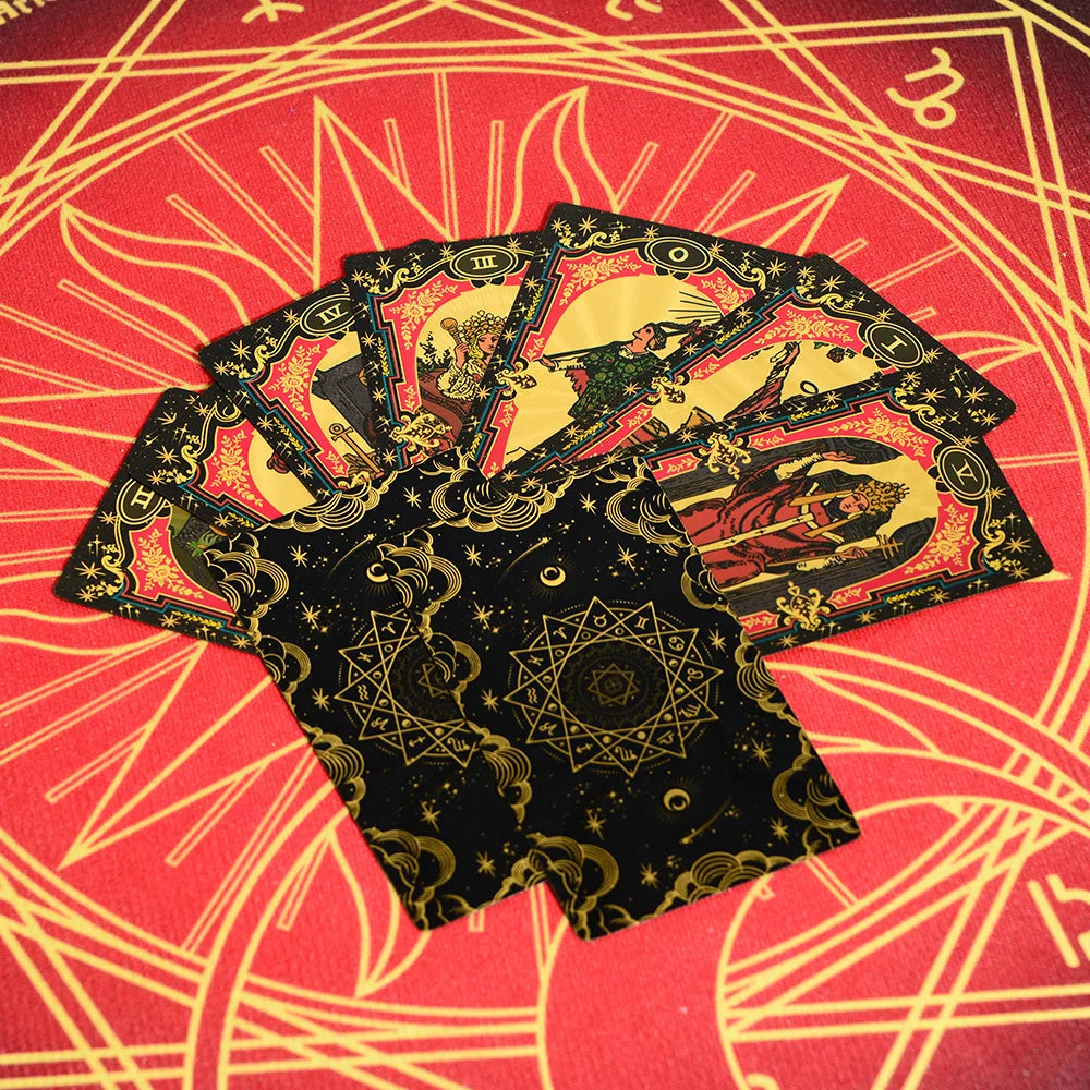 Floral - Starry Mandala (Gold, Black, Pink) Rider-Waite-Smith Tarot Deck