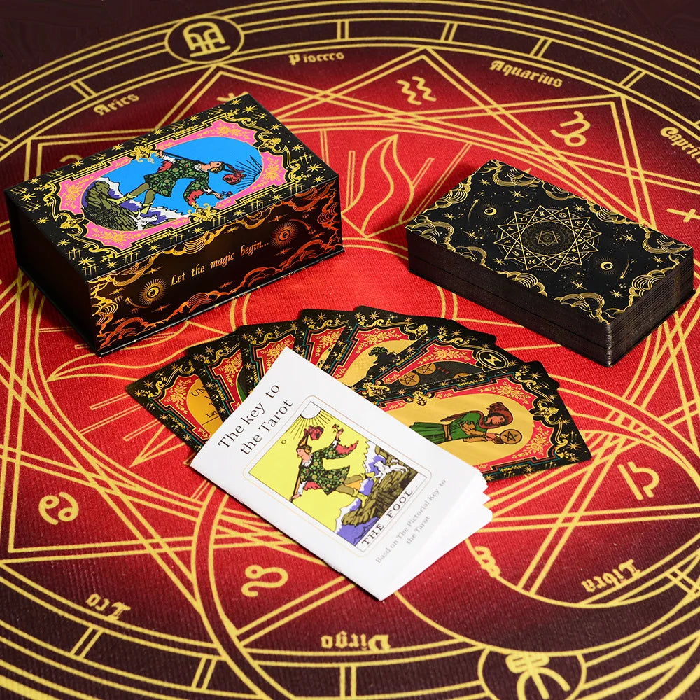 Floral - Starry Mandala (Gold, Black, Pink) Rider-Waite-Smith Tarot Deck