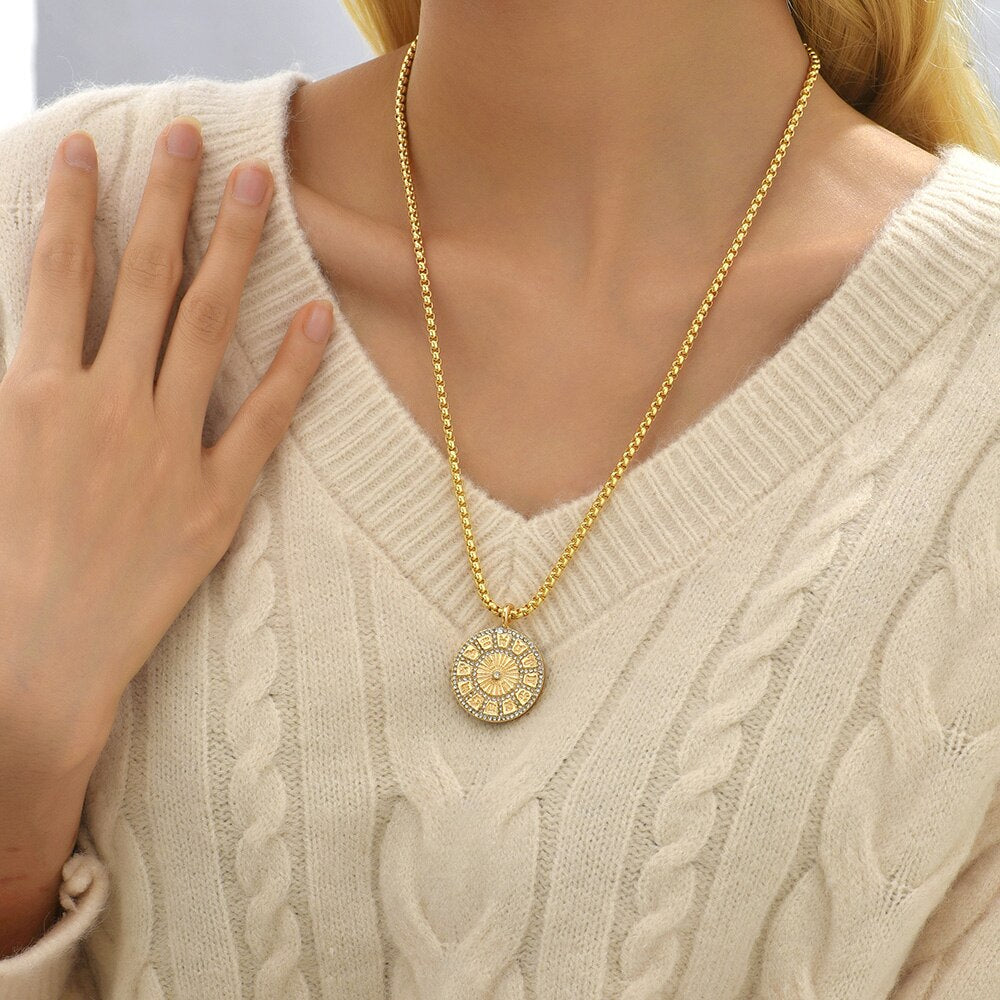 Dainty Evil Eye Hasma Necklace and Colorful Pendant | Zodiac, Horoscope Theme