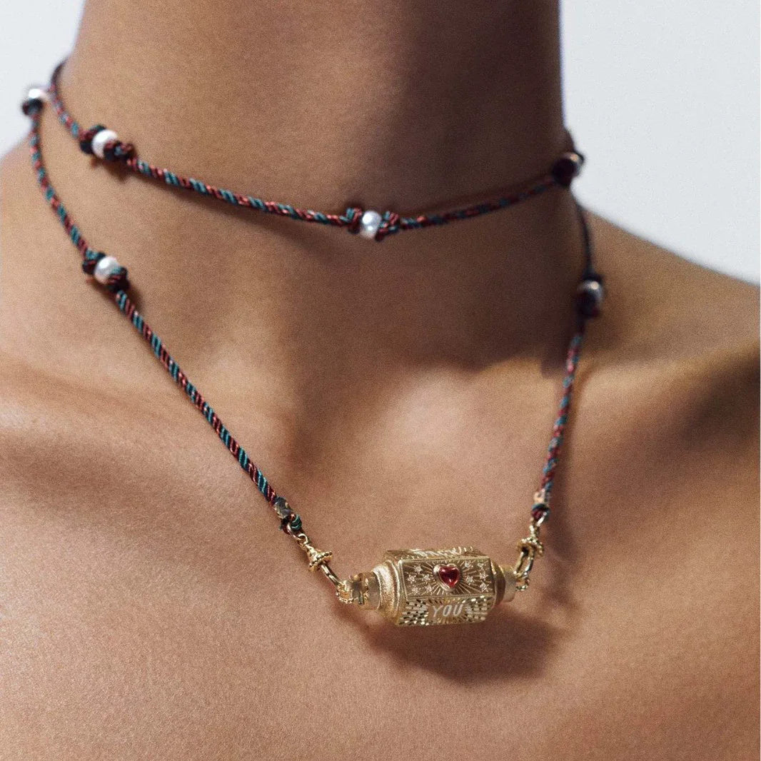 Hexagonal Spiritual-themed Rope Necklace