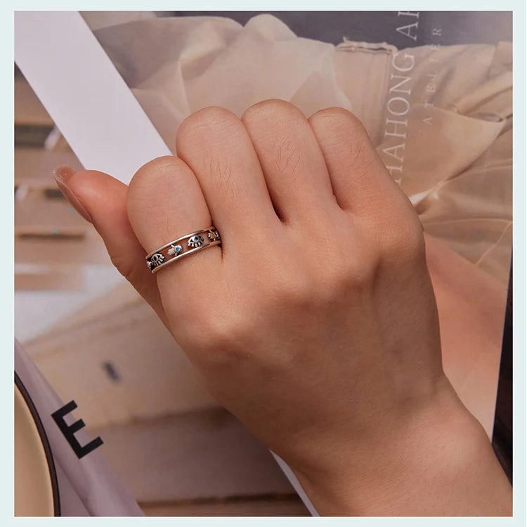 925 Sterling Silver Blue Evil Eye Protection Ring For Women
