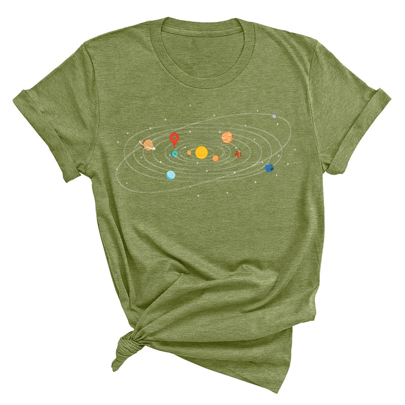 Women's Solar System 'You Are Here' Colorful T-Shirts | Astrology Apparel
