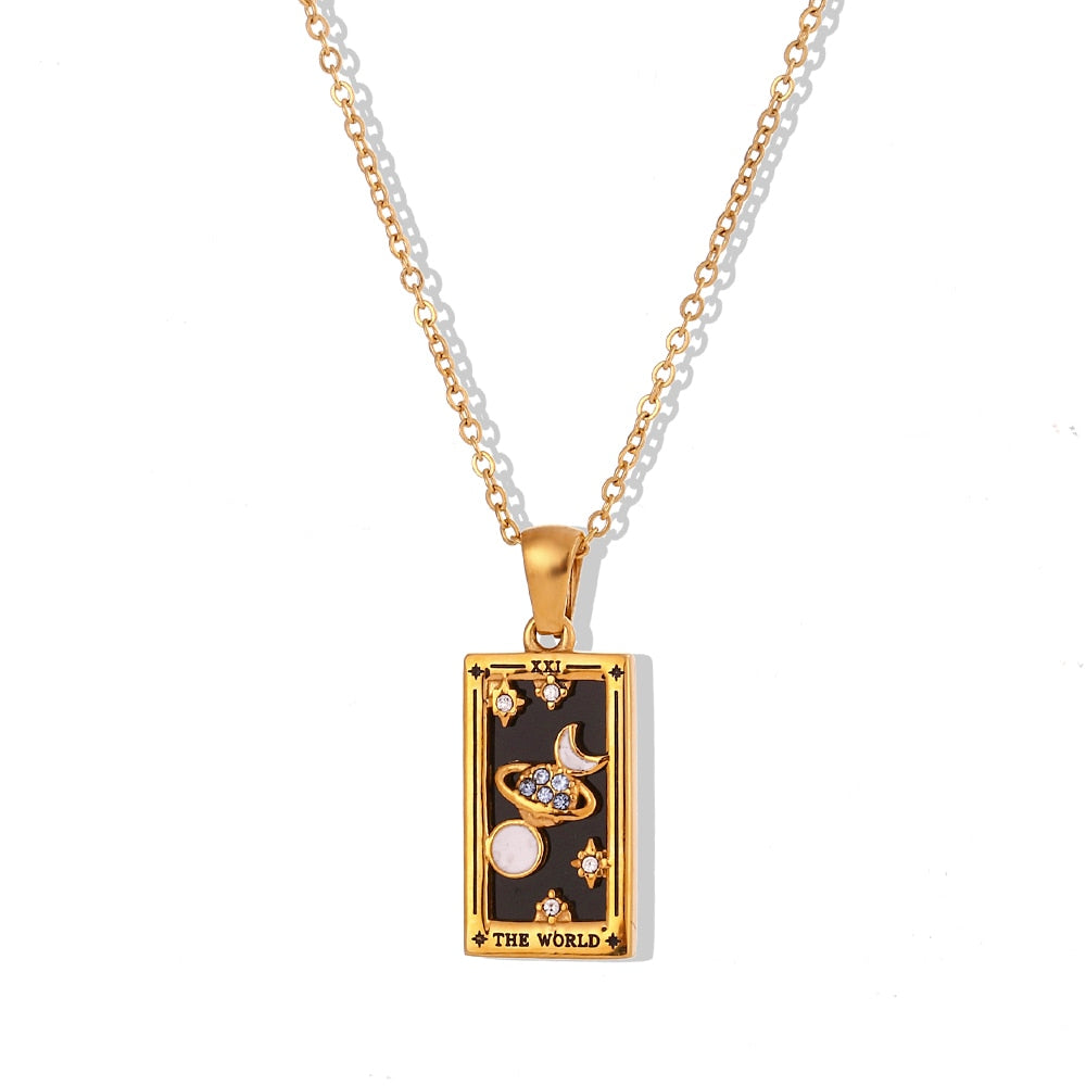 18k Gold Plated Dainty Tarot Card Necklace | Silver / Gold Jewelry
