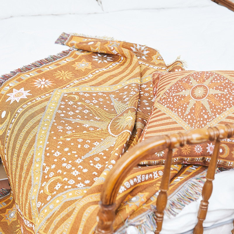 Celestial Blanket - Tapestry - Rug | Sun and Moon Design | Starry Cosmic Home Decor