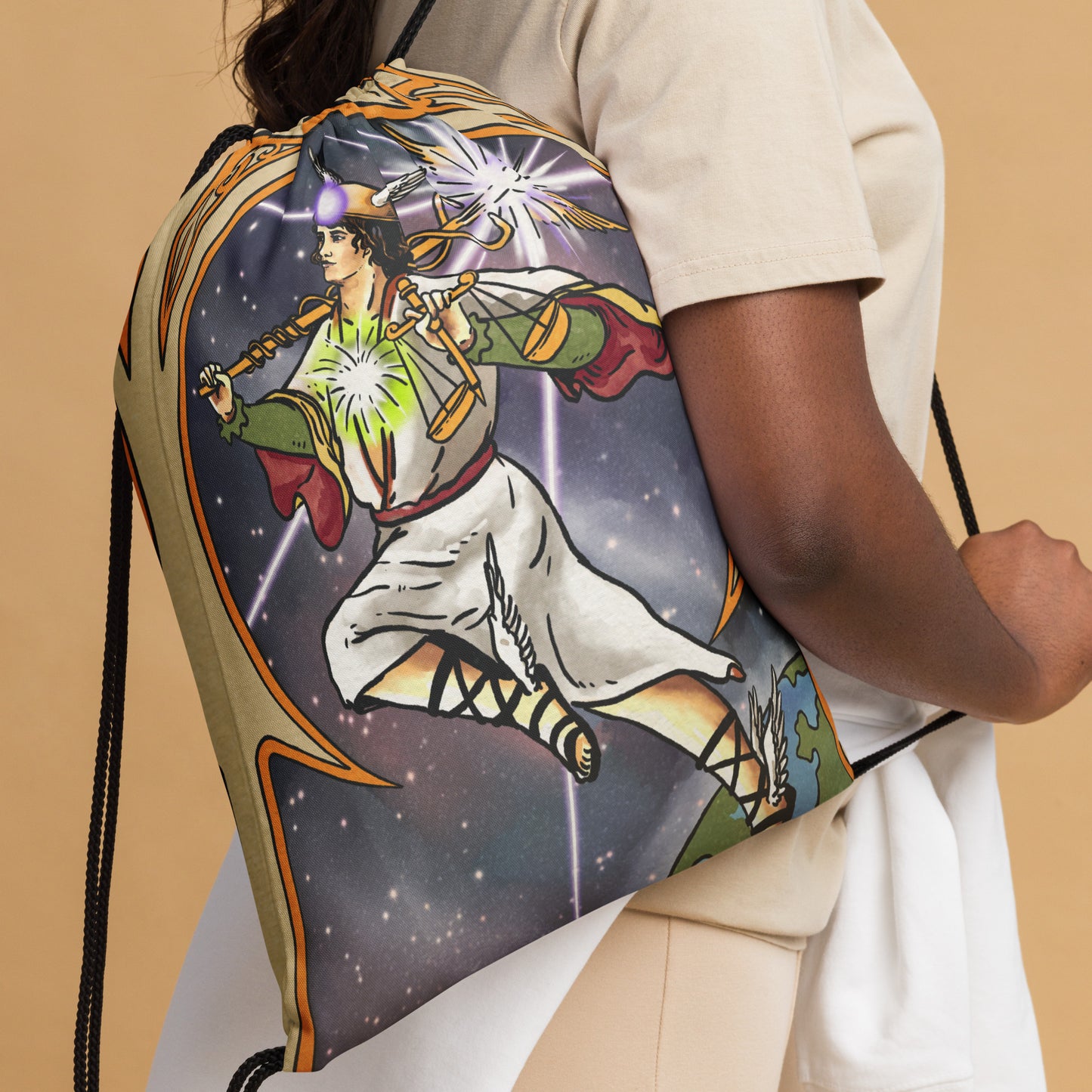 'The Fool Becomes Enlightened Drawstring bag | Tarot Card Themed