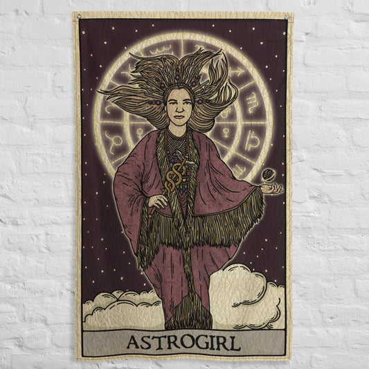 'Astrogirl' Astrology-Themed Tarot Card Flag Tapestry
