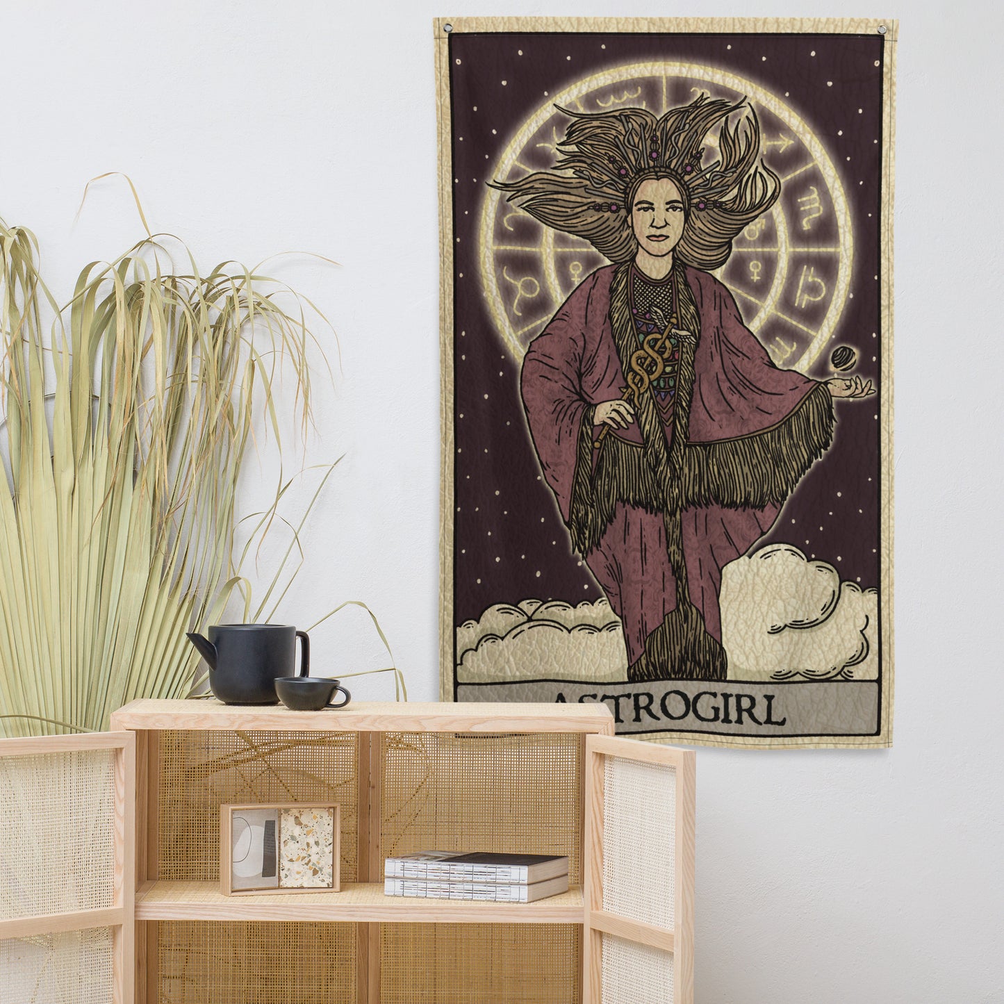 'Astrogirl' Astrology-Themed Tarot Card Flag Tapestry