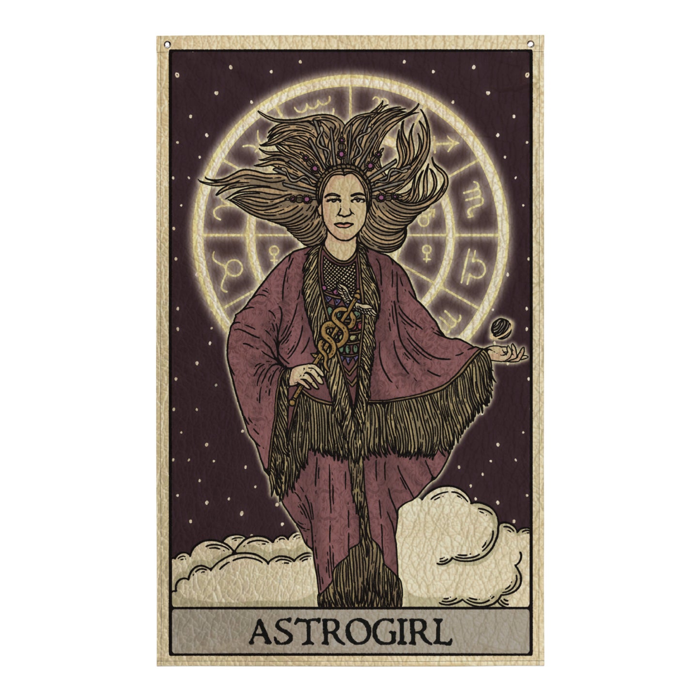 'Astrogirl' Astrology-Themed Tarot Card Flag Tapestry