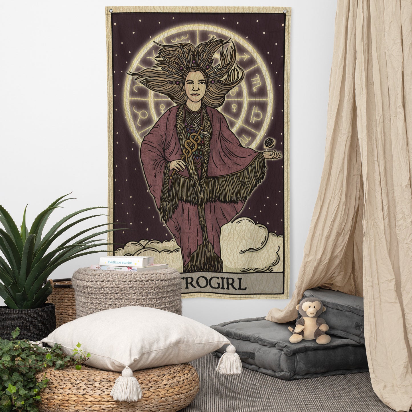 'Astrogirl' Astrology-Themed Tarot Card Flag Tapestry