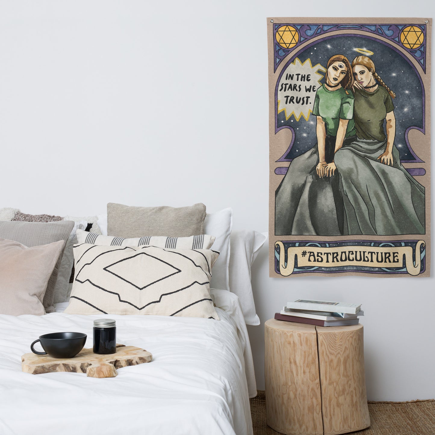 'In the Stars we Trust' Celestial Tarot Card Flag Tapestry
