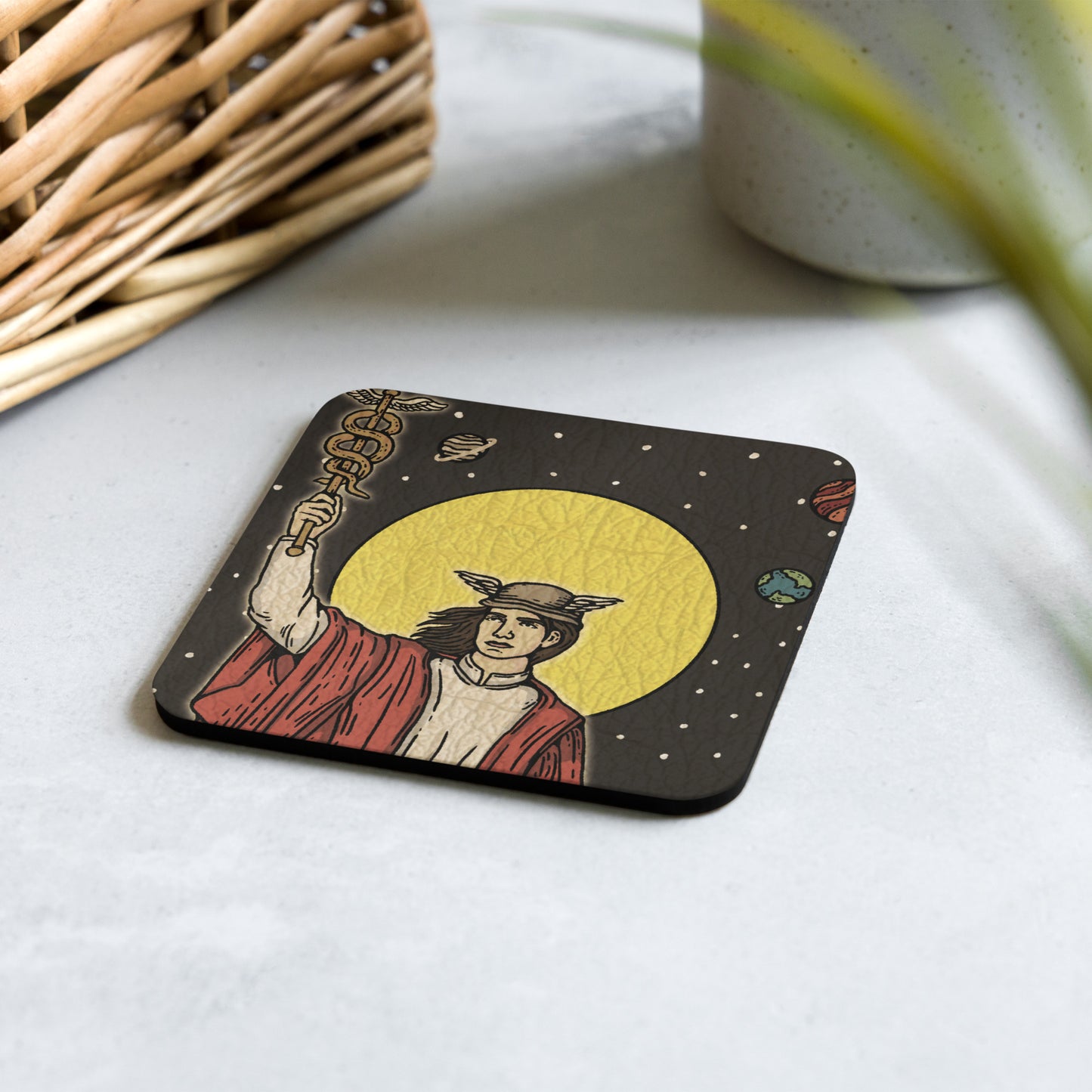 'The Magician' Tarot Card - Greek God Hermes Cork-back coaster