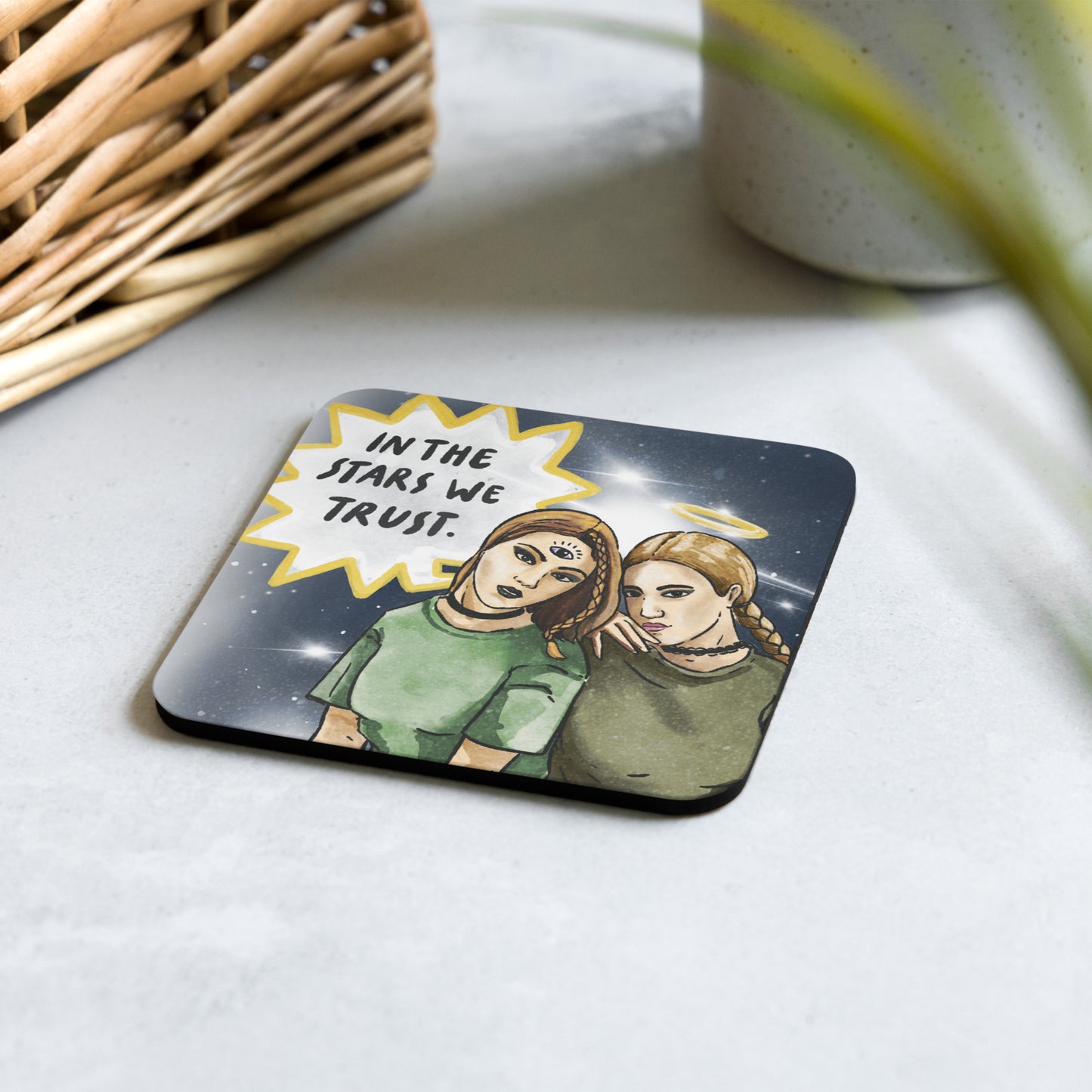 'The the Stars we Trust' Celestial Cork-back coaster