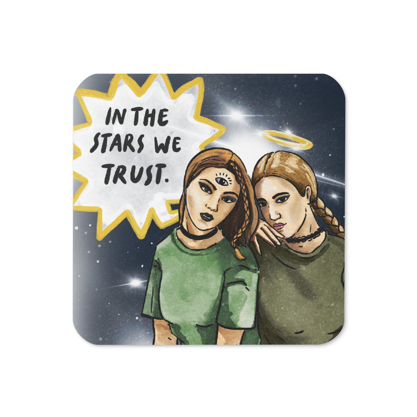 'The the Stars we Trust' Celestial Cork-back coaster