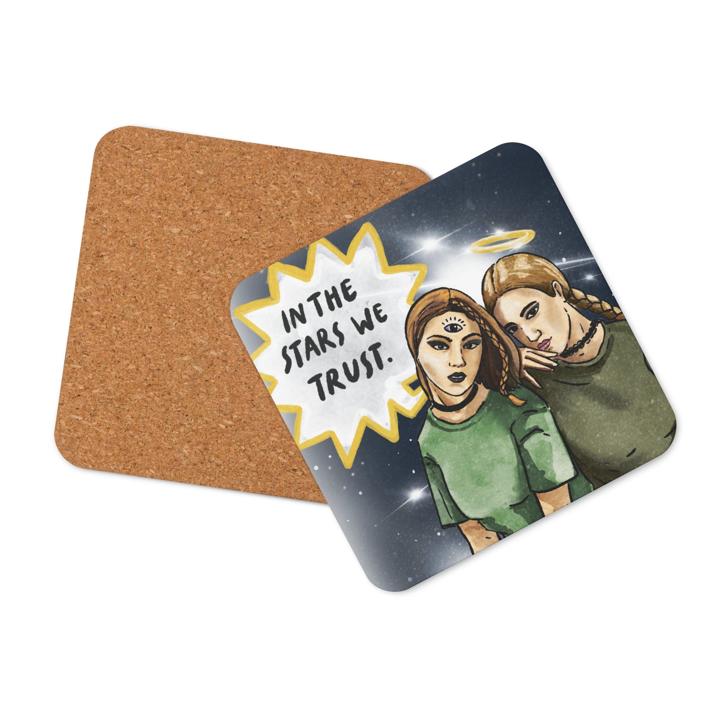'The the Stars we Trust' Celestial Cork-back coaster