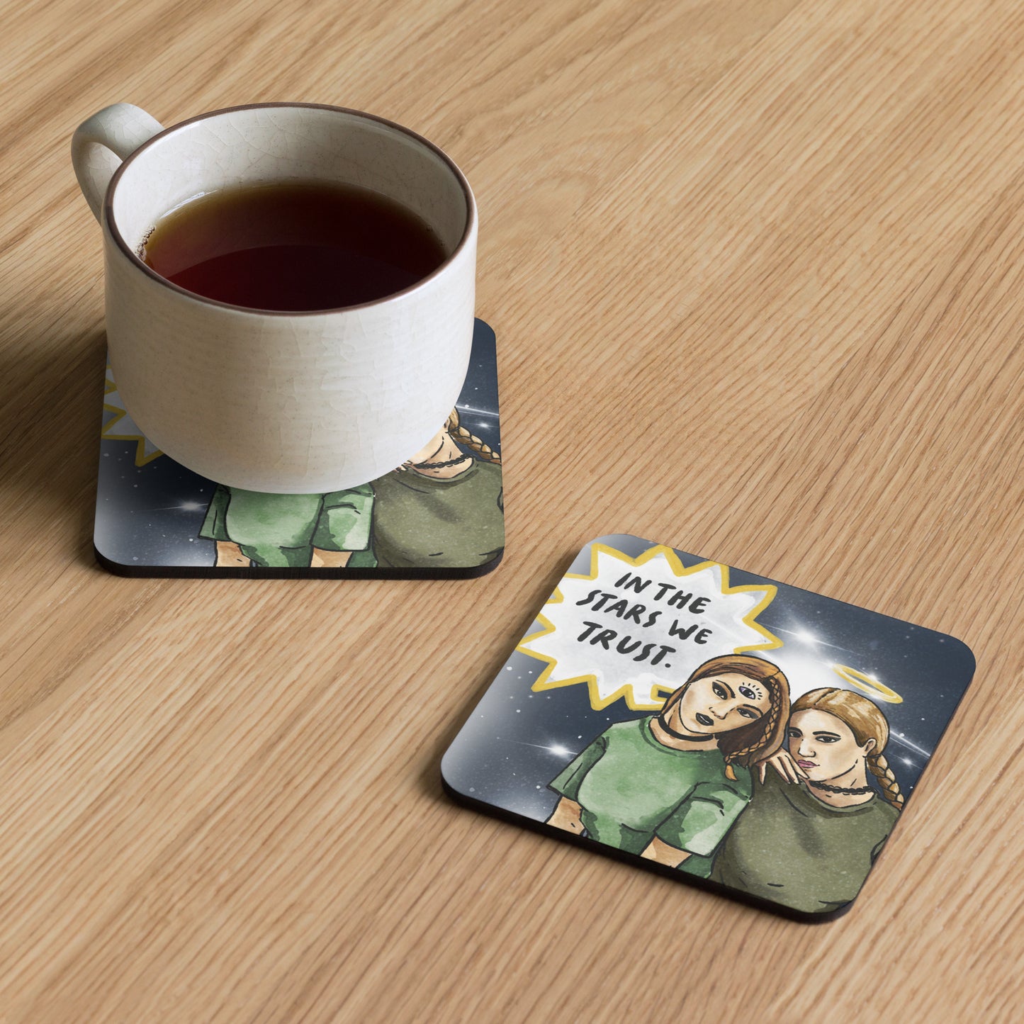 'The the Stars we Trust' Celestial Cork-back coaster