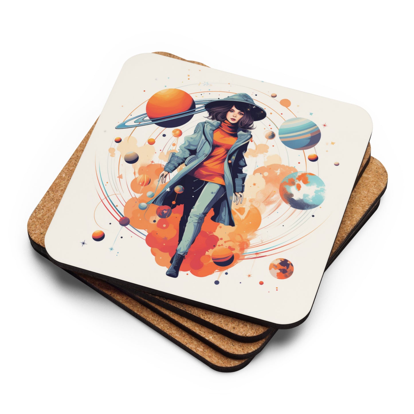 'Astrogirl Cork-back coaster | Spiritual, Astrology themed drink coaster
