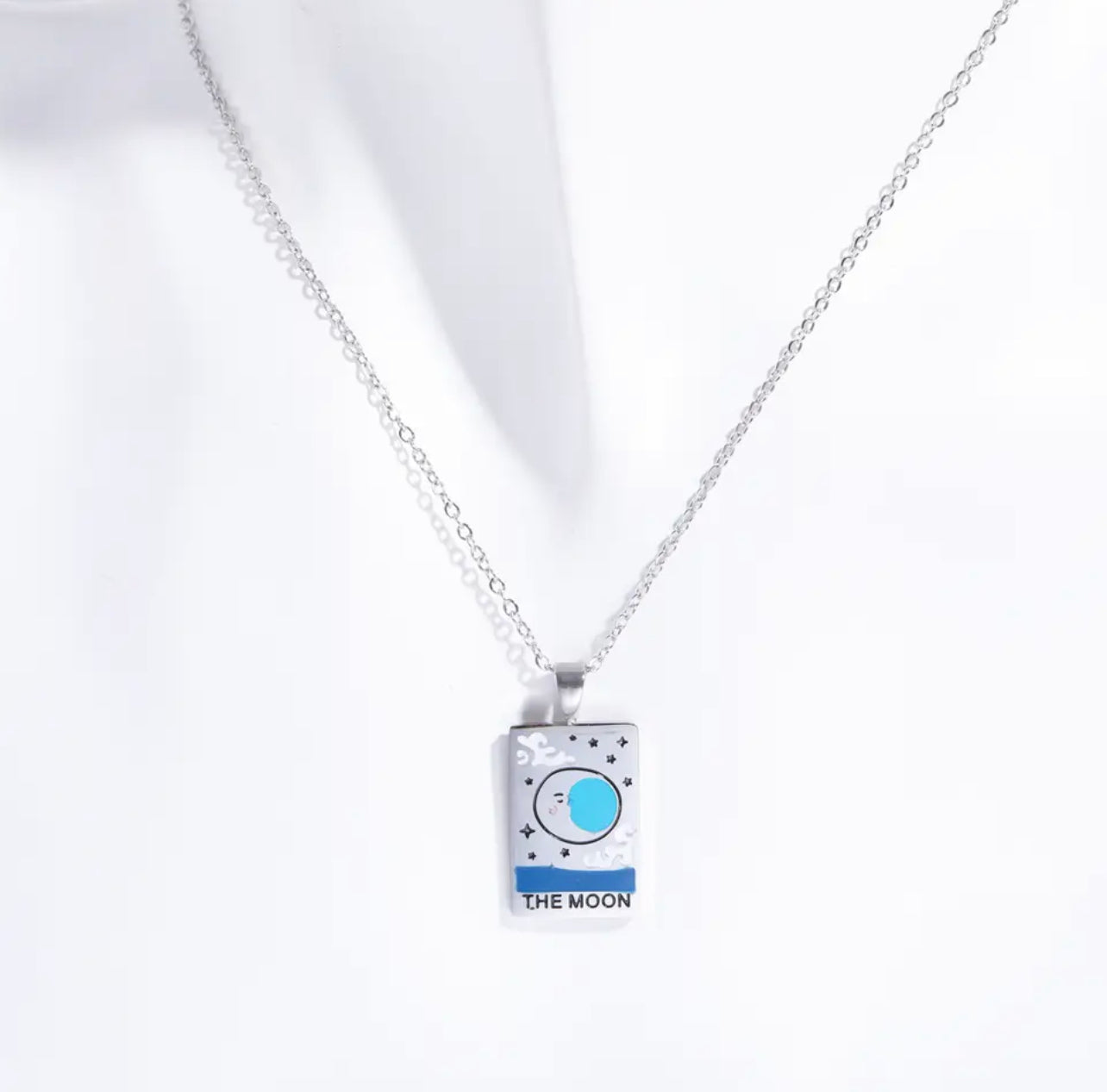 Tarot Card Colorful Engraved Necklace | Gold - Silver | 316L Stainless Steel