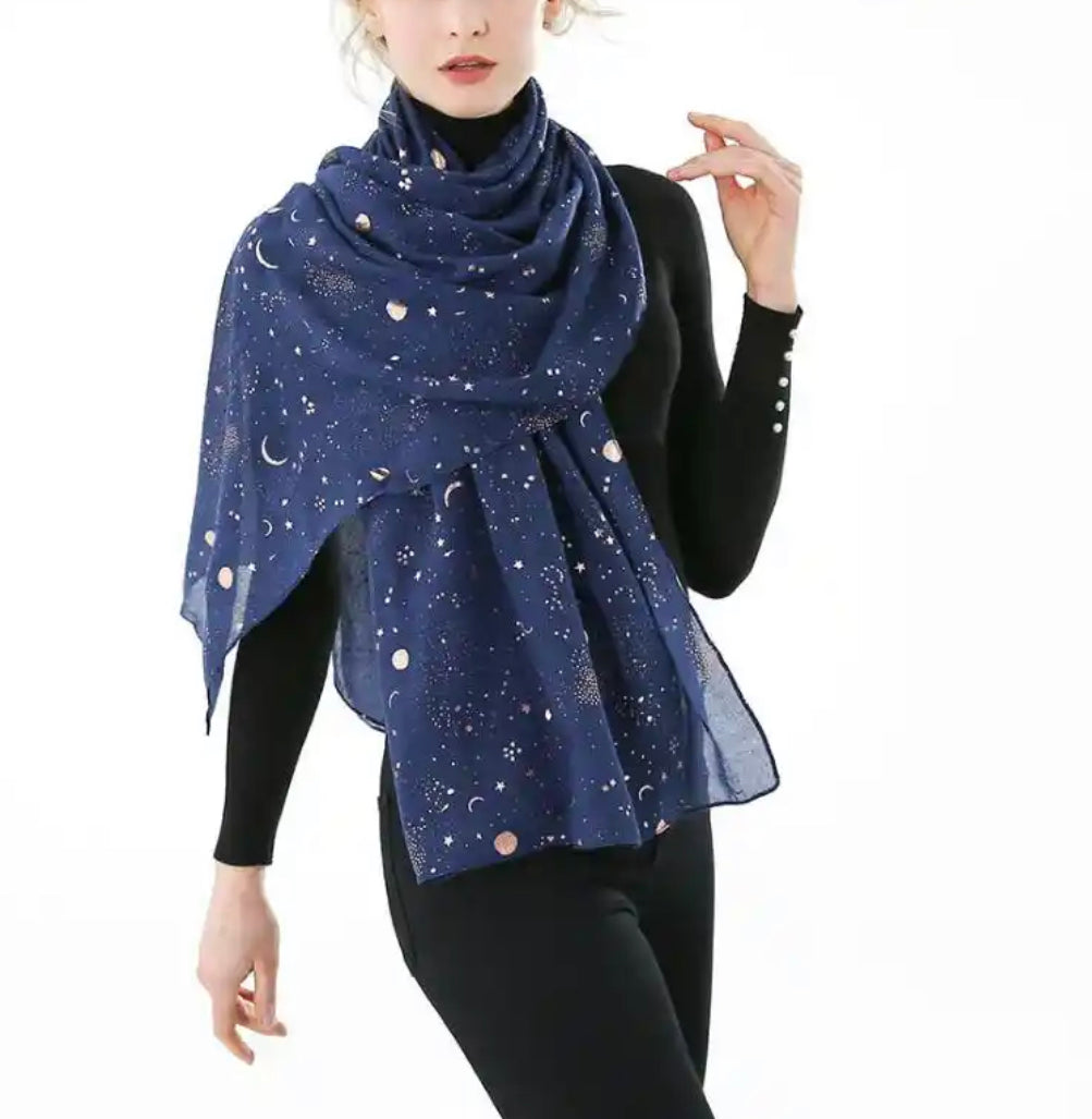 Starry Night Sky Scarf | Celestial Apparel Accessories