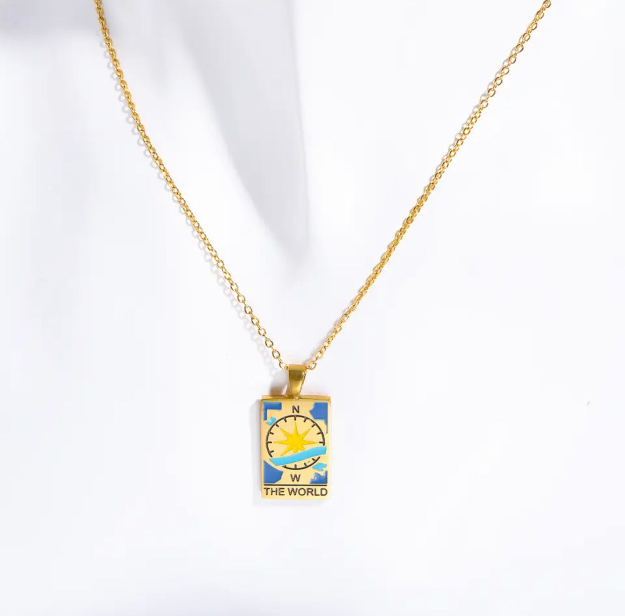 Tarot Card Colorful Engraved Necklace | Gold - Silver | 316L Stainless Steel