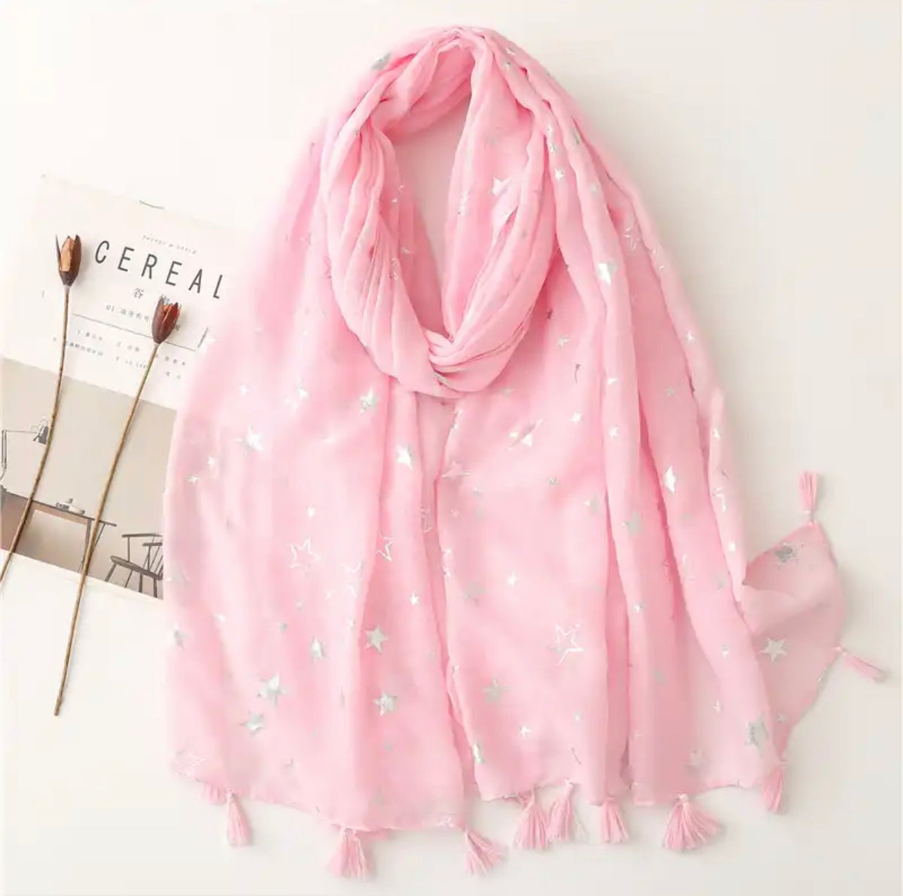 Starry Celestial Scarf | Black, Pink, Blue Silver Cosmic Stars Fashion Accessory