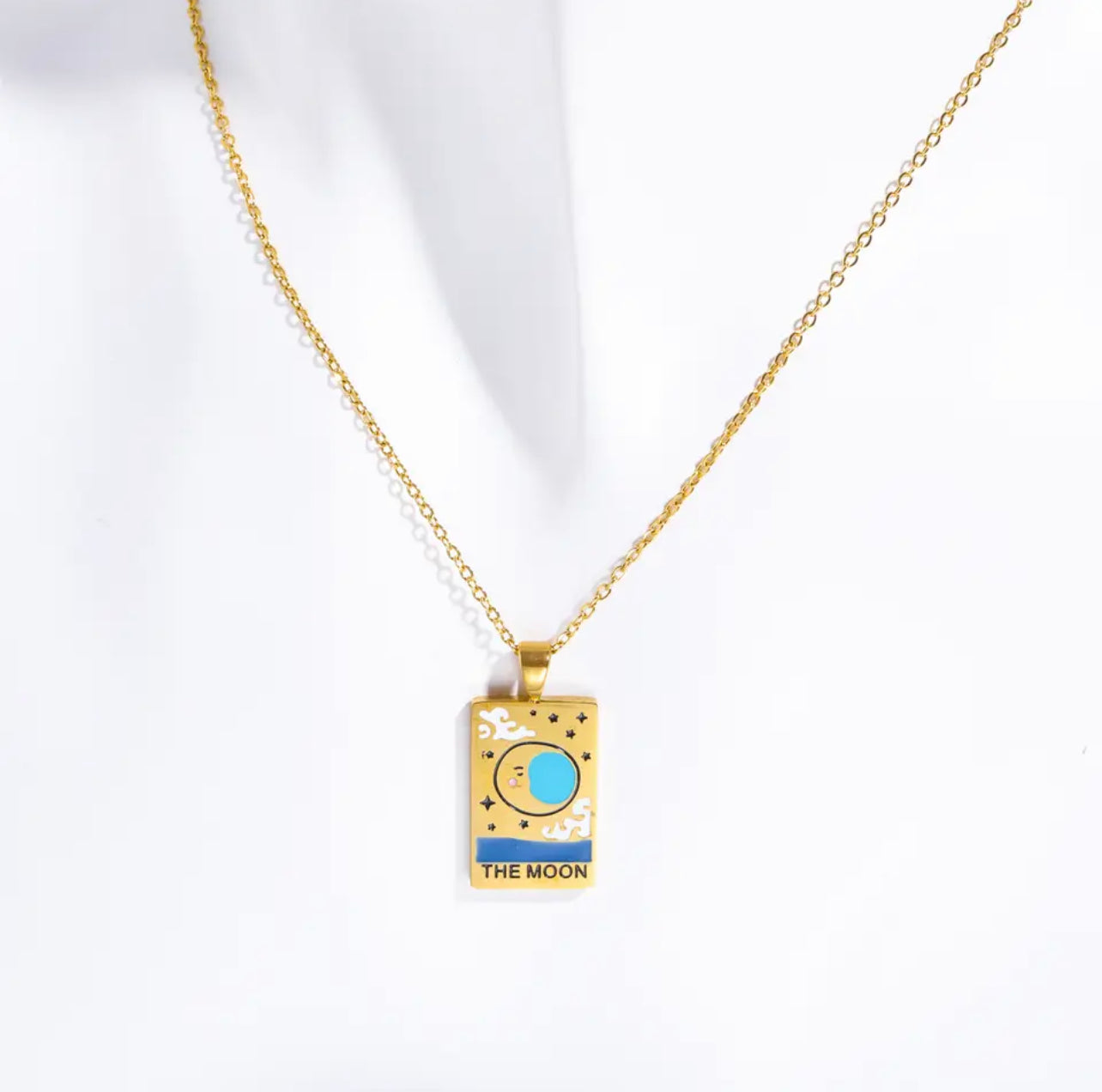 Tarot Card Colorful Engraved Necklace | Gold - Silver | 316L Stainless Steel