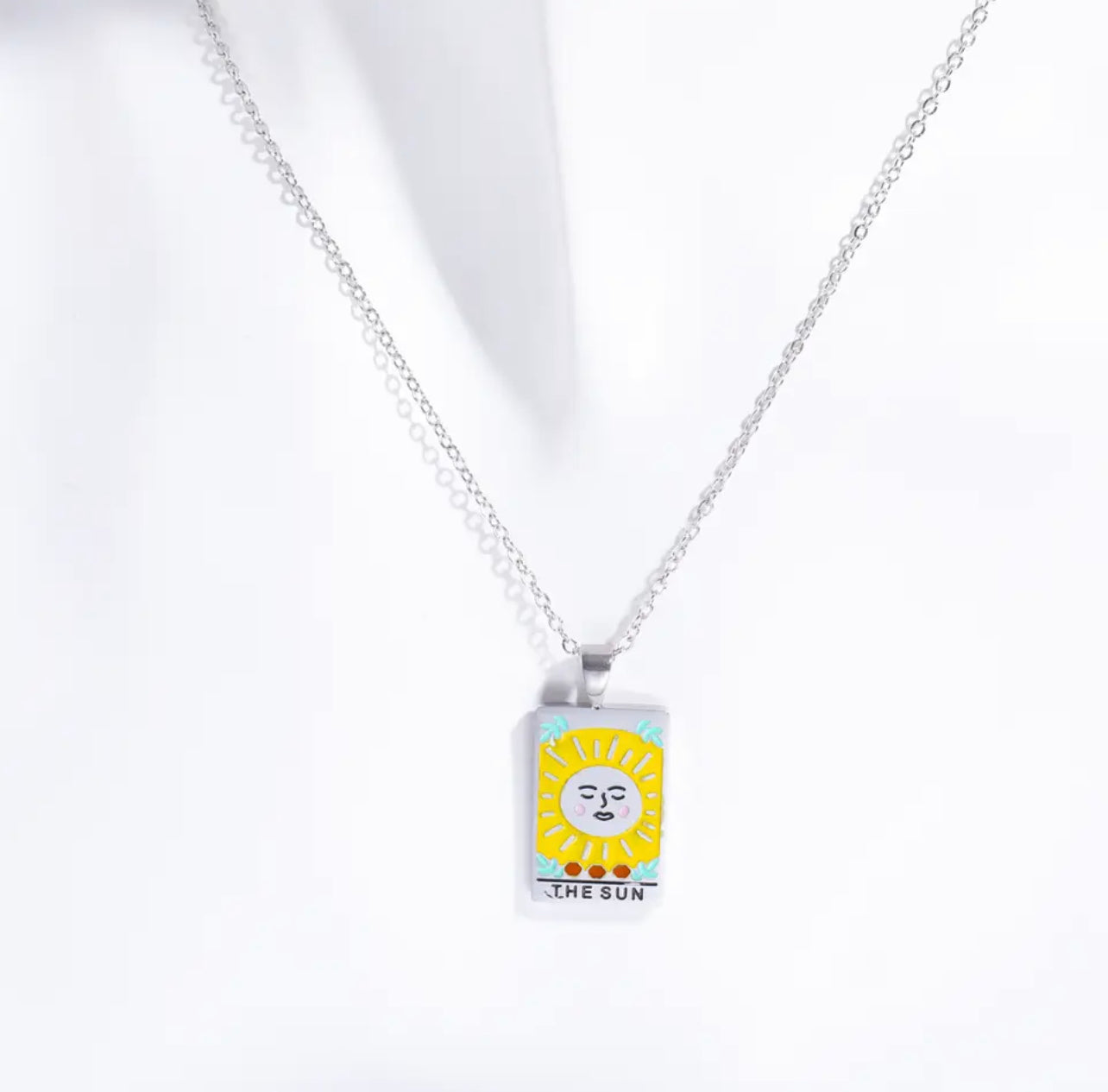 Tarot Card Colorful Engraved Necklace | Gold - Silver | 316L Stainless Steel