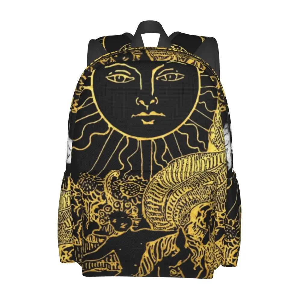 Golden Black ‘The Sun’ Tarot Card Backpack | Divination School Bag