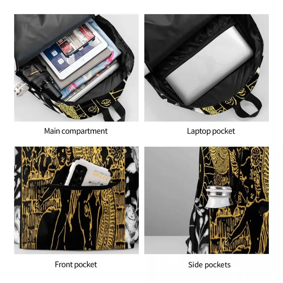 Golden Black ‘The Sun’ Tarot Card Backpack | Divination School Bag