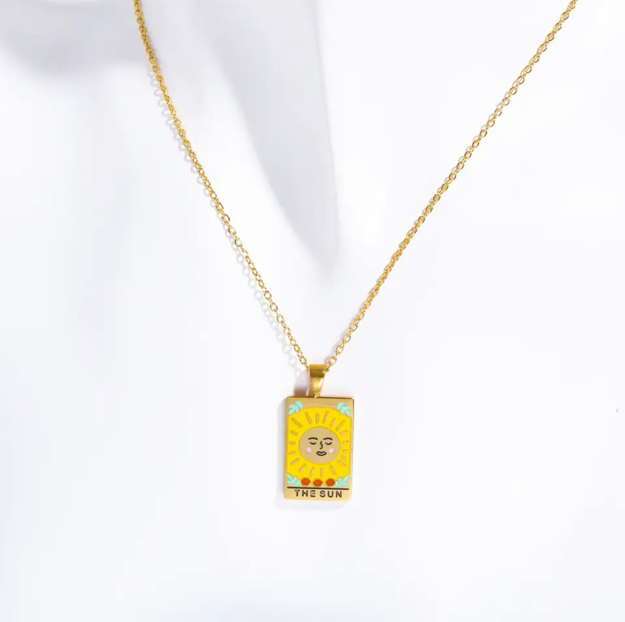 Tarot Card Colorful Engraved Necklace | Gold - Silver | 316L Stainless Steel