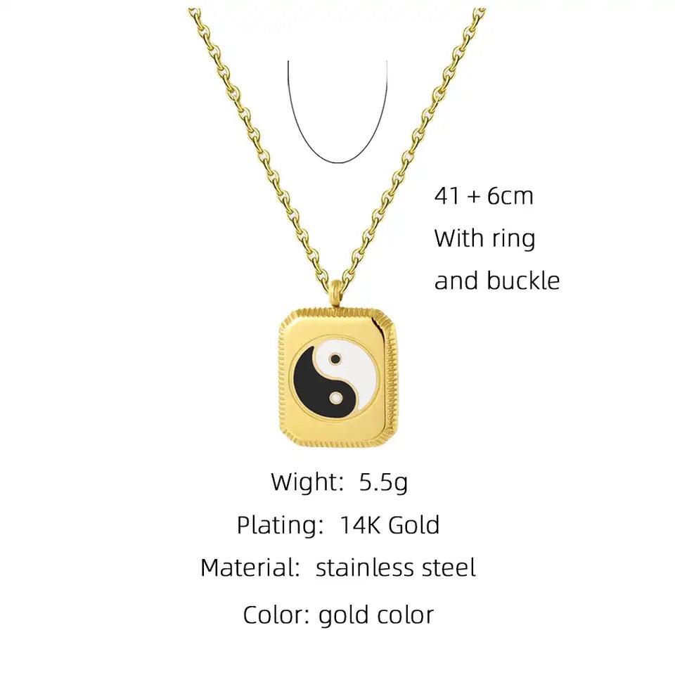 14k Gold Plated Ying Yang Necklace - Pendant | Buddhist Jewelry