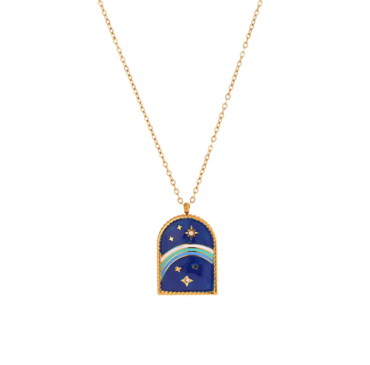 ‘The Sun’ Gold Tarot Card Enamel Necklace