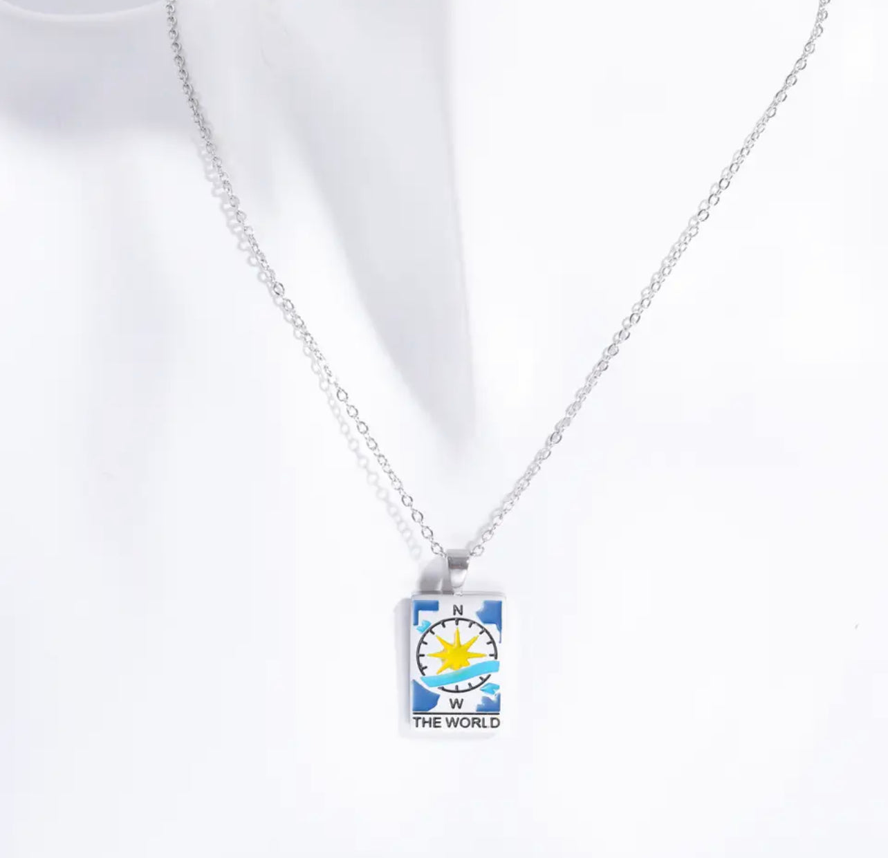 Tarot Card Colorful Engraved Necklace | Gold - Silver | 316L Stainless Steel