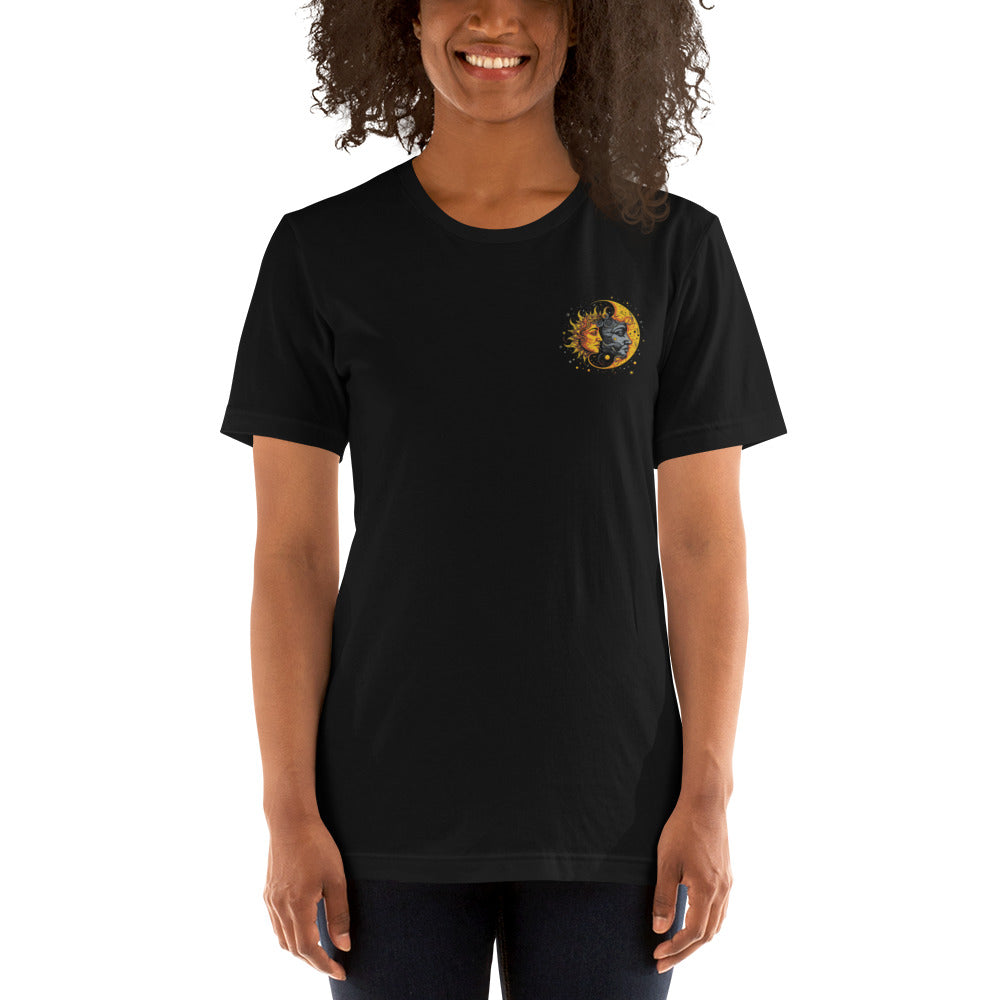'Divine Feminine Moon Goddess' Celestial and Spiritual Style Unisex Embroidered t-shirt