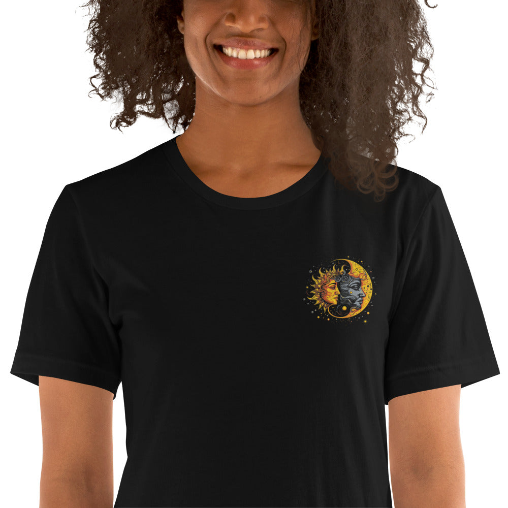 'Divine Feminine Moon Goddess' Celestial and Spiritual Style Unisex Embroidered t-shirt