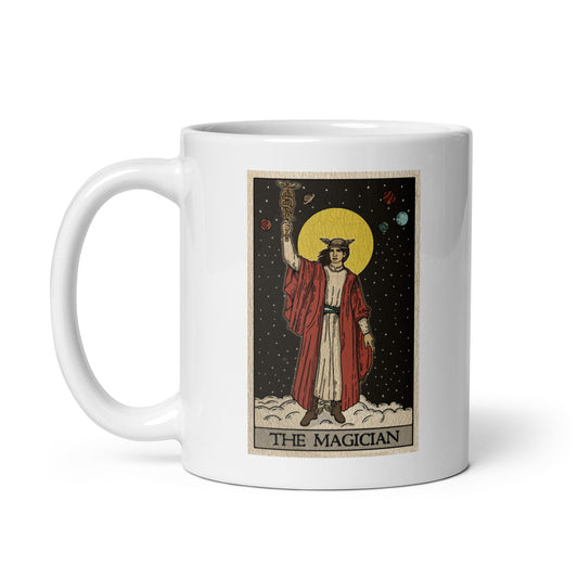 'The Magician' Tarot Card White glossy mug