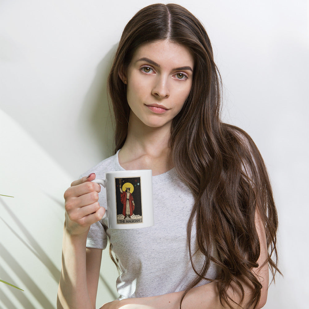 'The Magician' Tarot Card White glossy mug