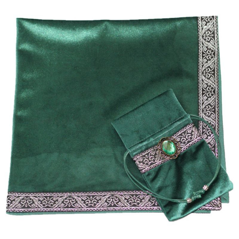 Velvet Emerald Divination Mat with Storage Pouch