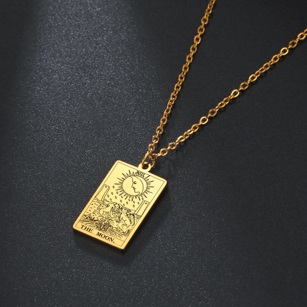 Engraved Tarot Card Necklace - Stainless Steel Major Arcana