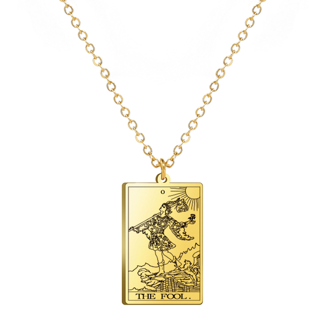 Engraved Tarot Card Necklace - Stainless Steel Major Arcana