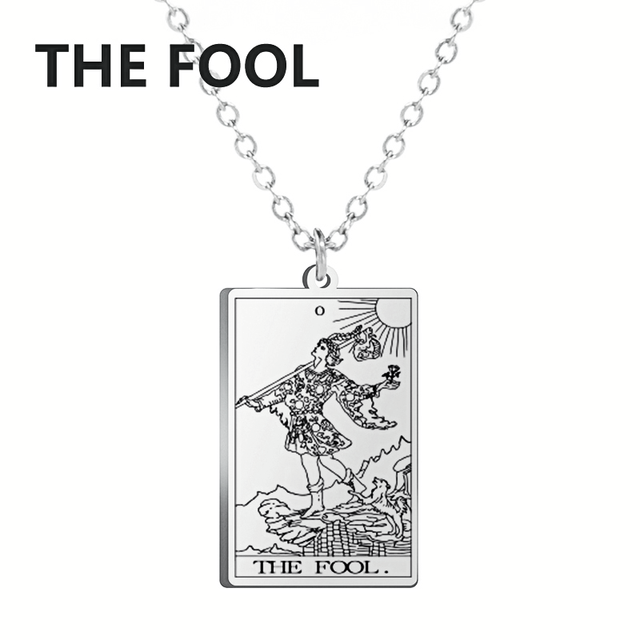 Engraved Tarot Card Necklace - Stainless Steel Major Arcana