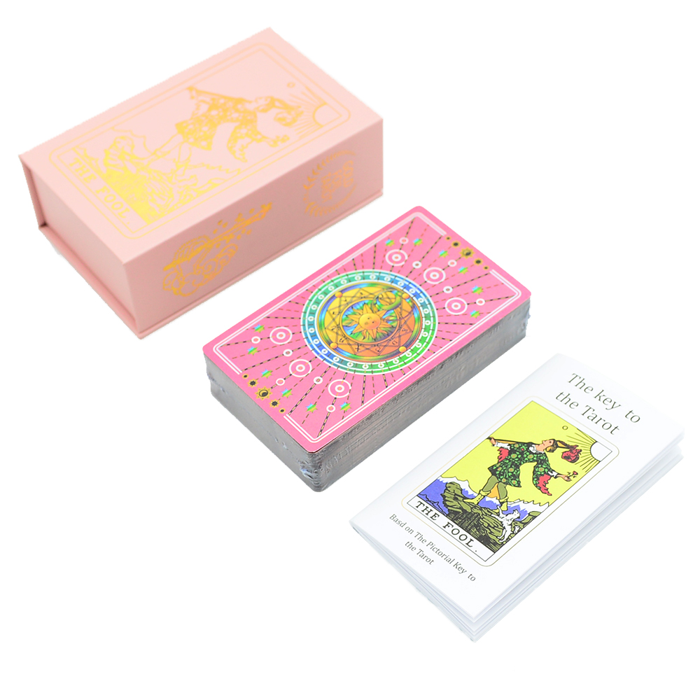 Pink Foiled Sun Luxury Tarot Card Deck | Classic Universal Rider-Waite-Smith